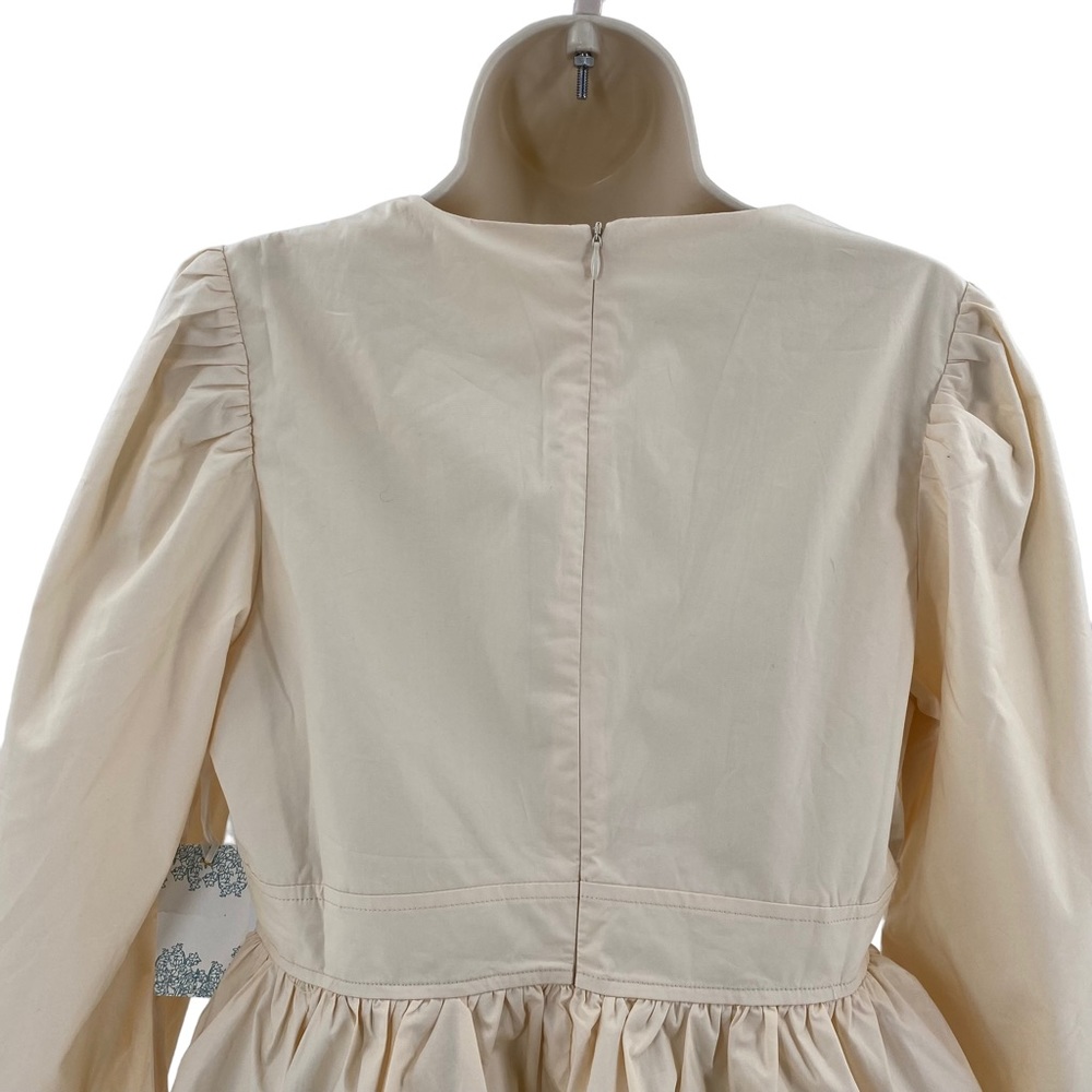 Hyacinth House | NEW Tan Puff Sleeve V Neck Elaine Blouse Top Size M - Picture 8 of 11